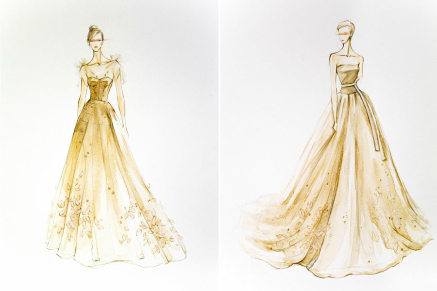 the sketch of the champagne gown the sketch of the champagne gown
