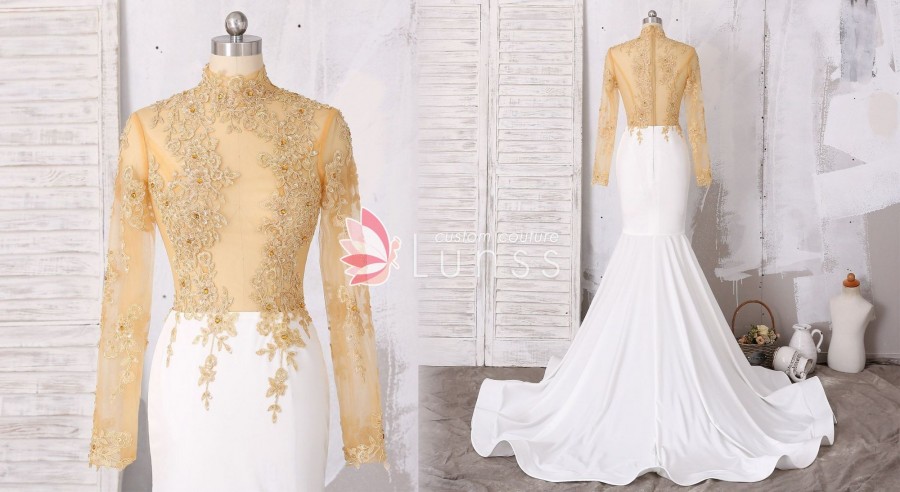 two tone illusion long sleeve beaded lace jersey fitted prom dress