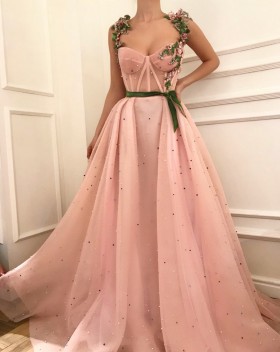 3d floral corset bodice pink fairy mesh formal dress