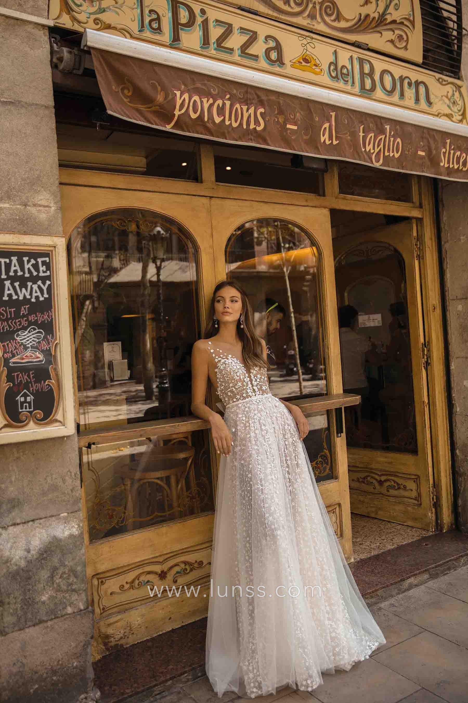 3d floral lace and tulle designer bridal evening dress