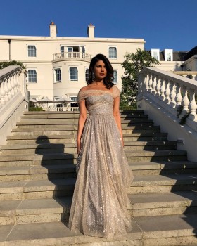 beading tulle asymmetrical shoulder special occasion gown