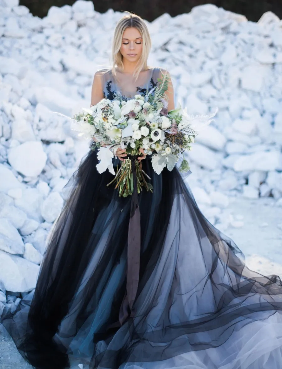 black and gray tulle wedding gown black and gray tulle wedding gown