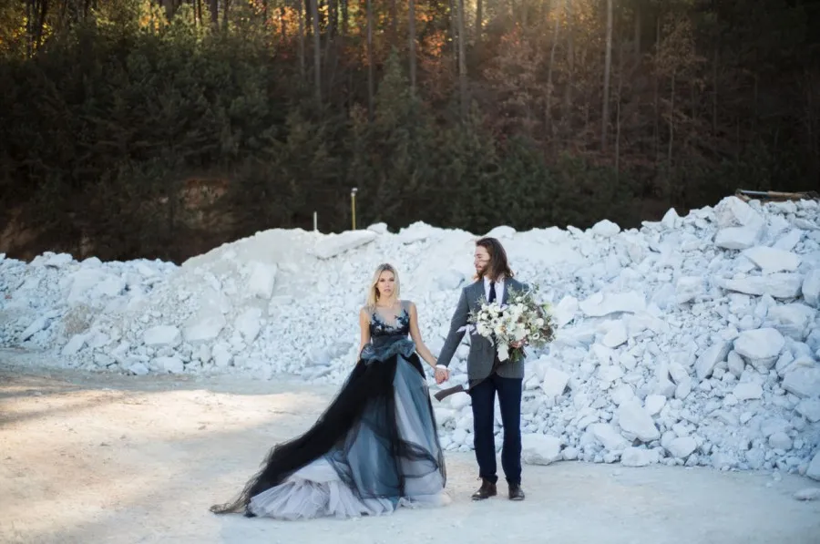 black and indigo princess Gothic wedding dress