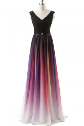 black to purple pink ombre chiffon bridesmaid dress