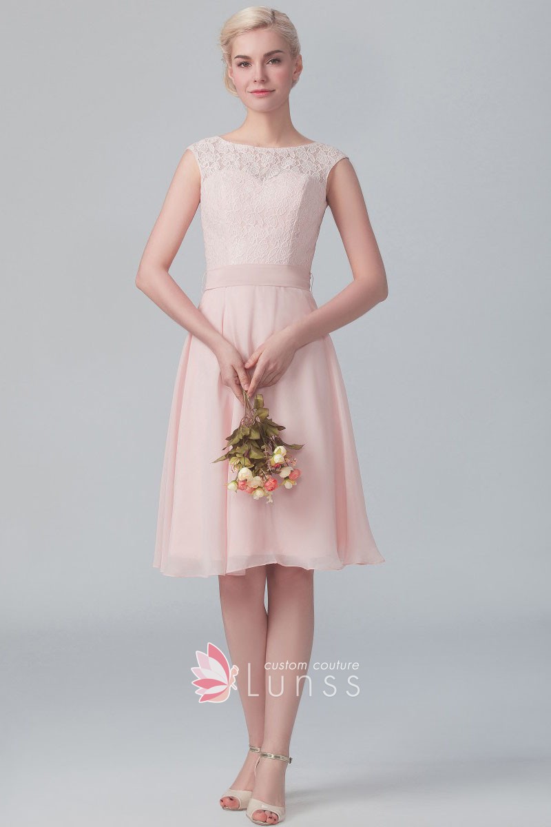 blushing pink lace and chiffon short bridesmaid dress blushing pink lace and chiffon short bridesmaid dress