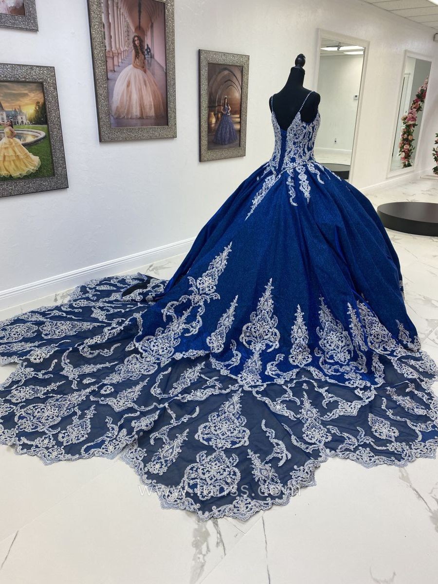 crystals lace glittery blue ball gown crystals lace glittery blue ball gown