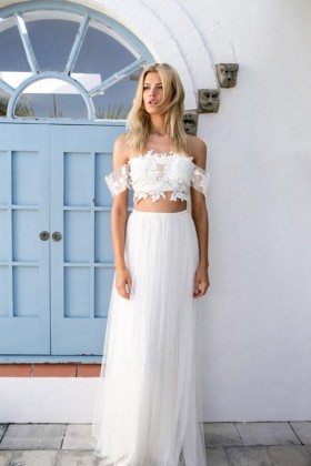 off the shoulder sexy two piece summer wedding dress