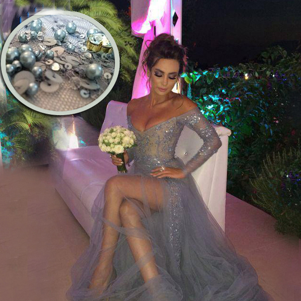 sexy dusty blue beaded lace and tulle slit prom dress with long train sexy dusty blue beaded lace and tulle slit prom dress with long train