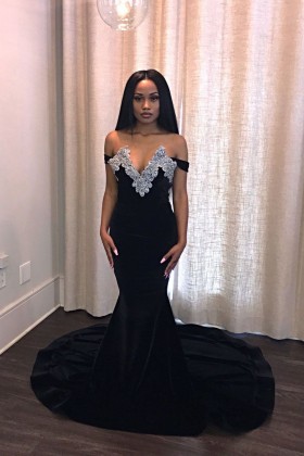 silver lace v neck off the shoulder straps prom dress