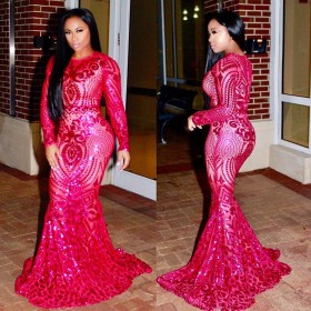 sparkly unique fuchsia sequin african american prom dress
