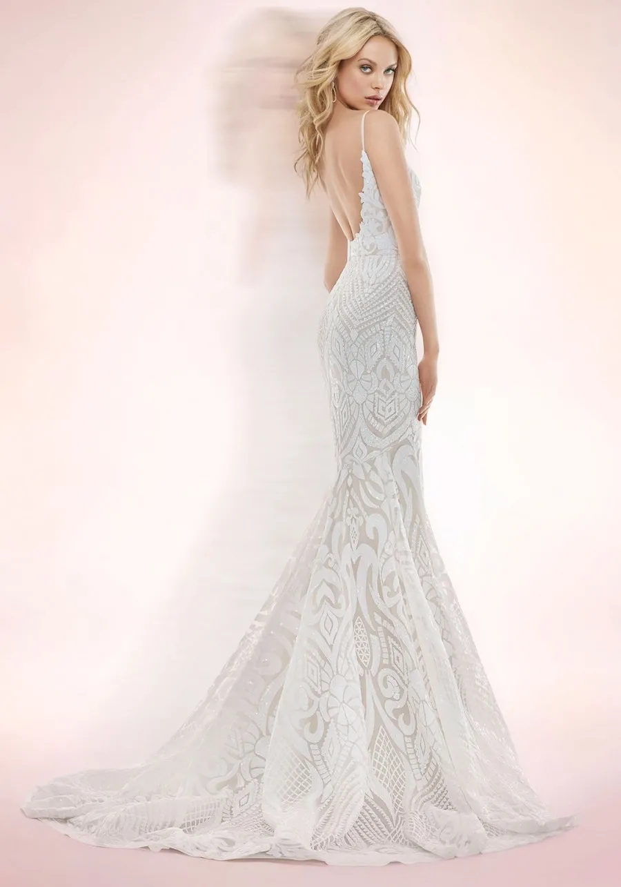 unique white sequin overlay prom dress