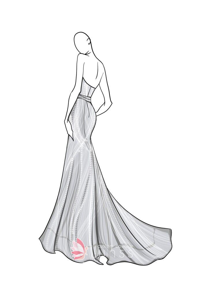 asymmetrical 3d ruffled dress sketch
