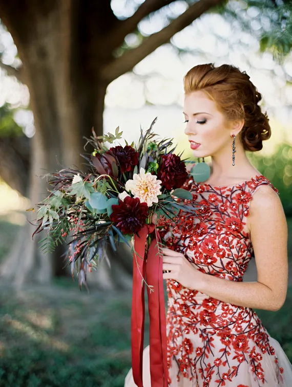 Custom Burgundy, Pink, Ivory Floral Wedding Veil