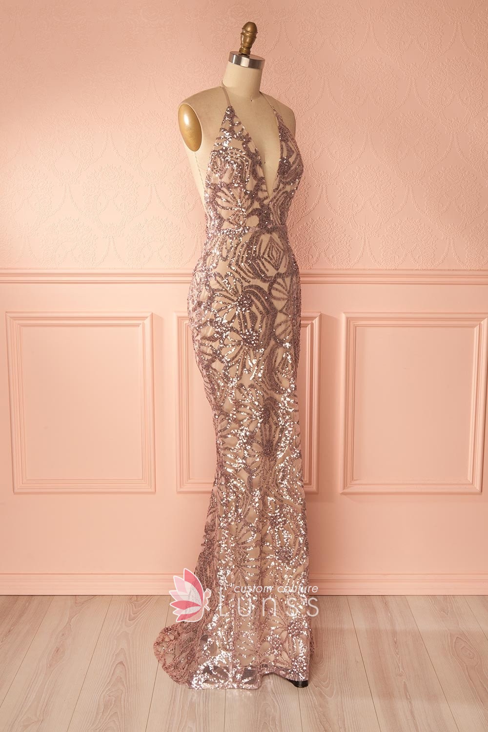 thumbnail image 2 of Mermaid V Neck Long Evening Dress Applique Beading Sweep Train Formal Party Gown 2 of 9