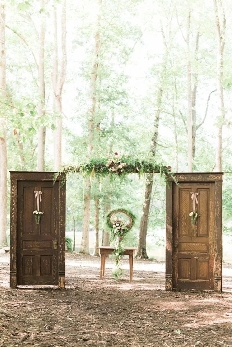rustic spring wedding scene