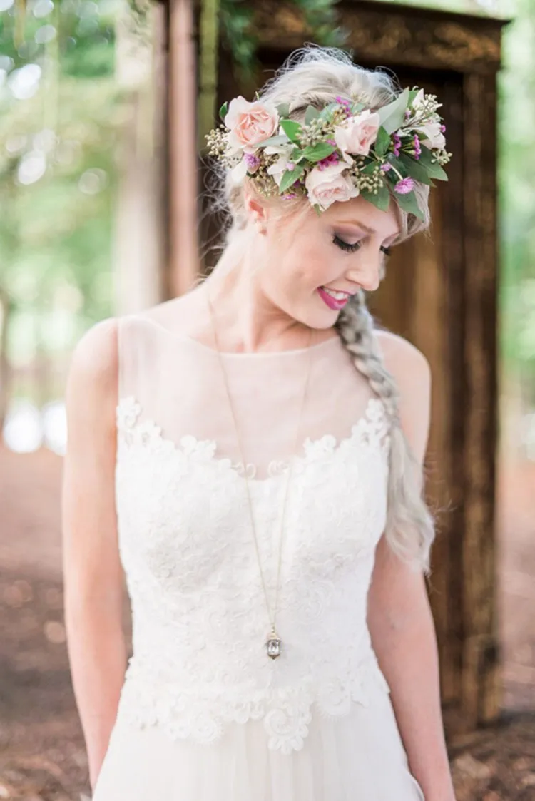 sleeveless illusion lace bridal dress