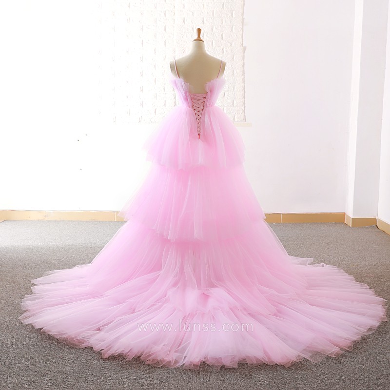 strapelss pleated bodice mdeium train high low party dance gown strapelss pleated bodice mdeium train high low party dance gown