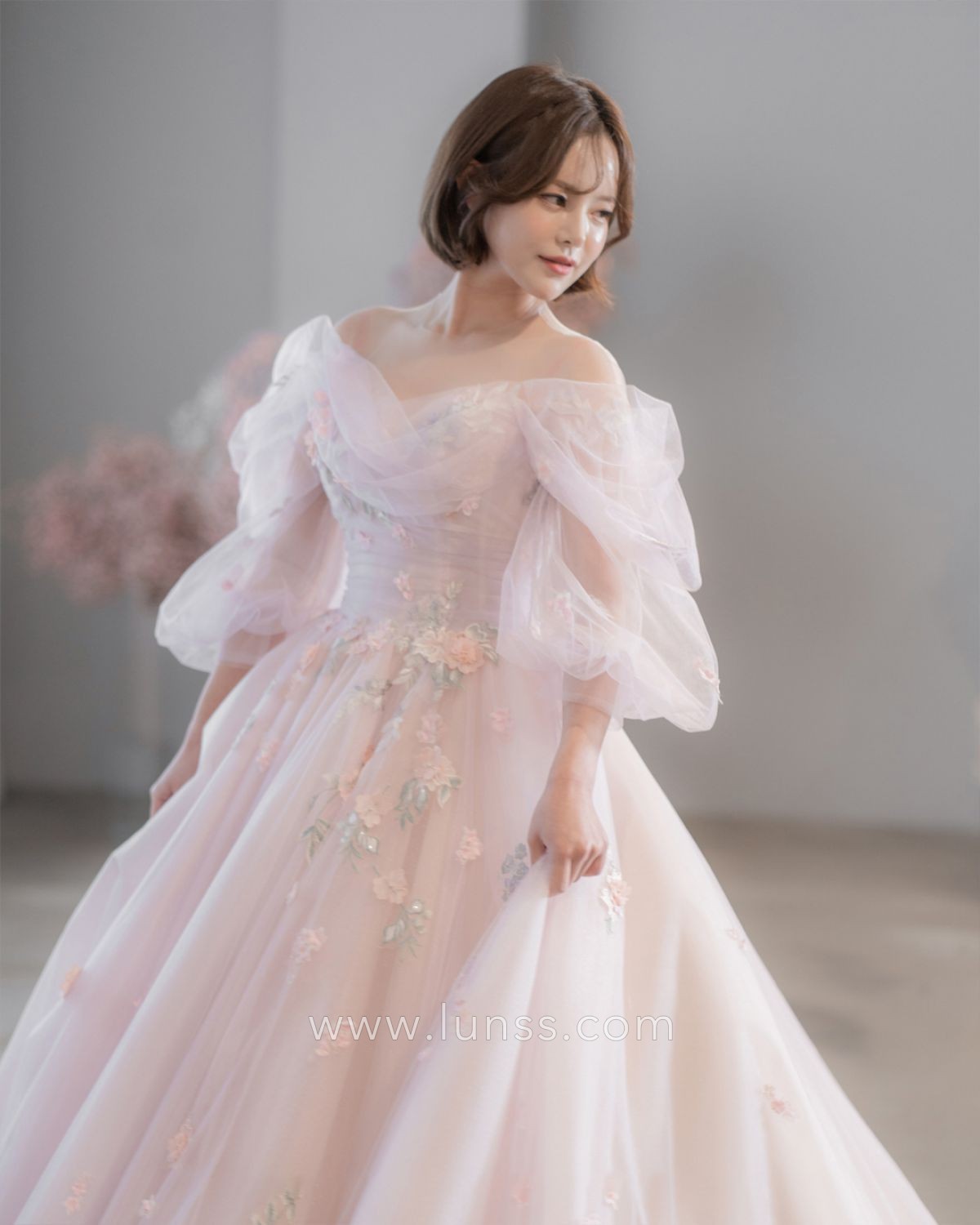 3d flowers embroidered lilac tulle fairy dress