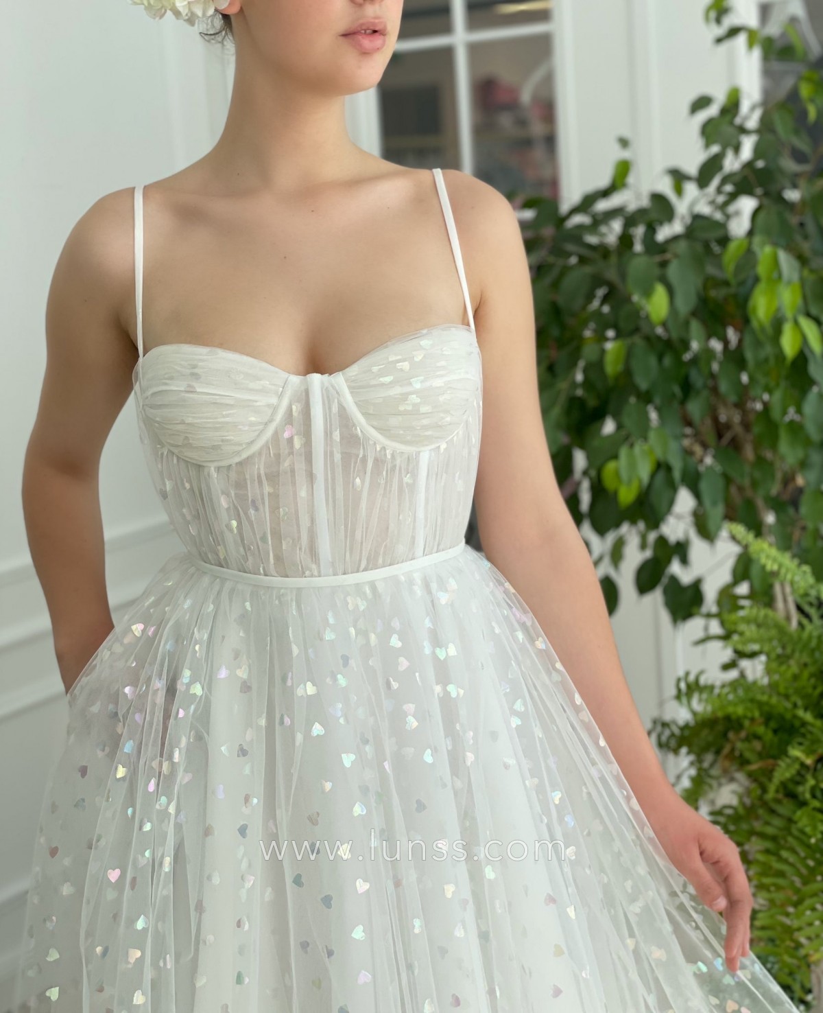 colorful hearts printed white tulle spaghetti strap dress colorful hearts printed white tulle spaghetti strap dress