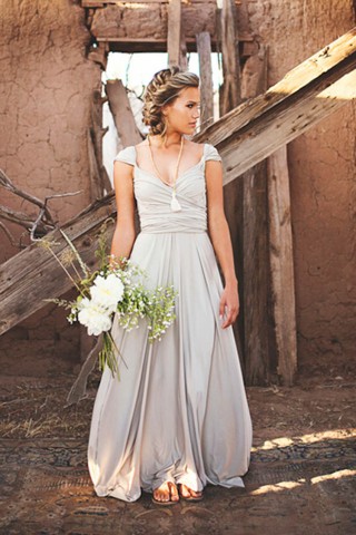 feminine cap sleeve pleated floor length bridesmaid dress