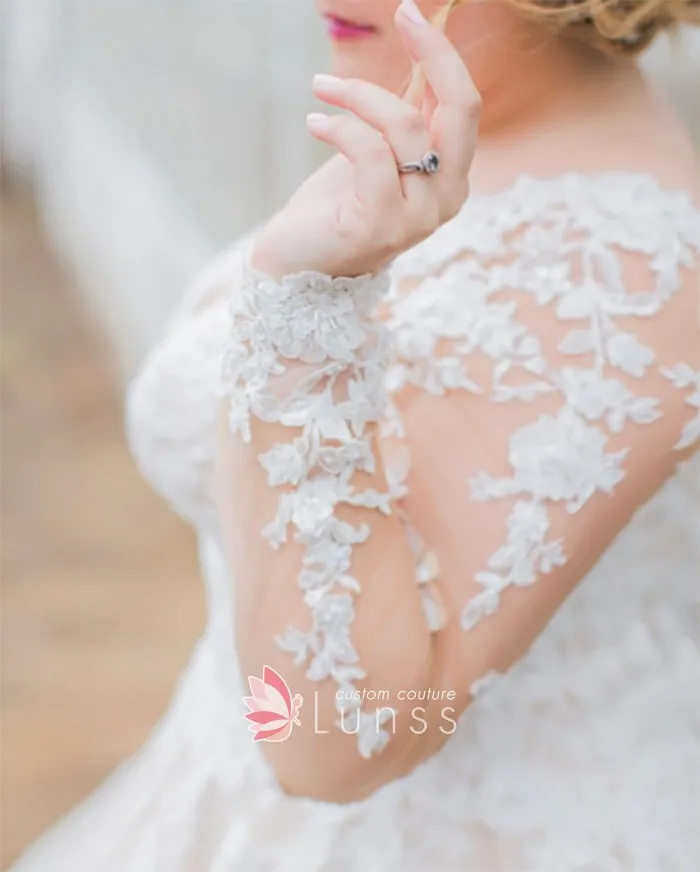 long sleeve lace bridal gown