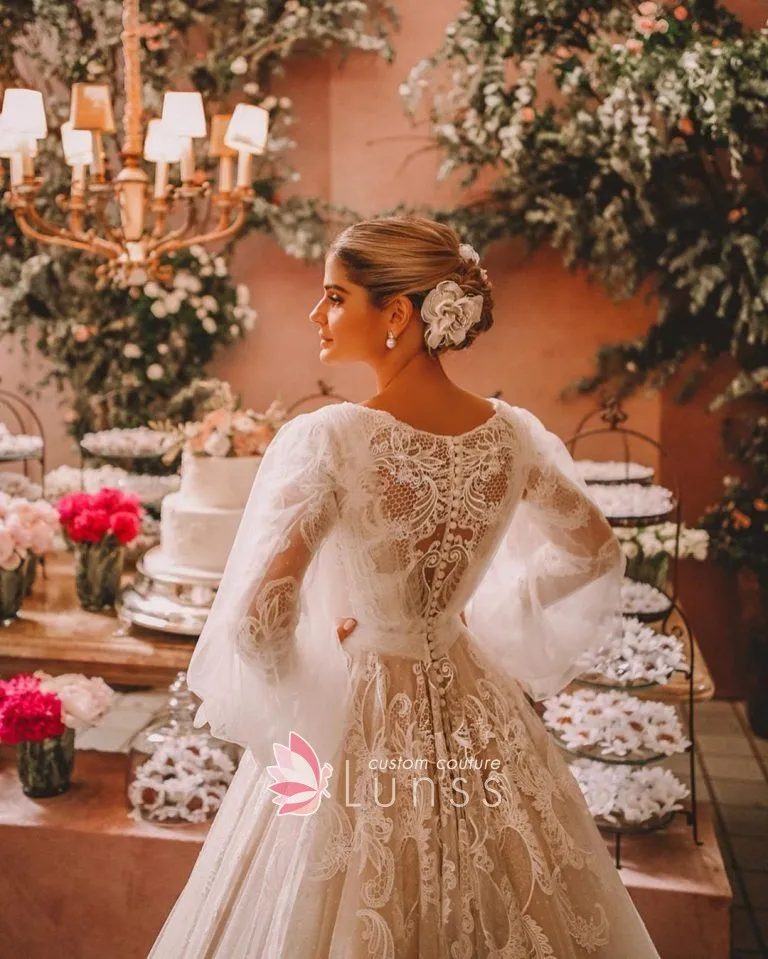 unique pattern lace button back wedding gown unique pattern lace button back wedding gown