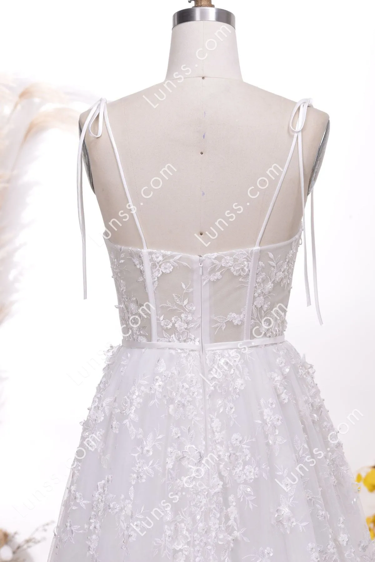 illusion lace wedding dress with spaghetti straps illusion lace wedding dress with spaghetti straps