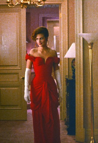 julia roberts pretty red off the shoulder woman dress