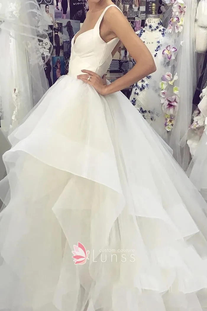 ivory white flounced tulle floor length ball gown wedding dress ivory white flounced tulle floor length ball gown wedding dress