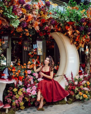 red wine velvet and tulle tea length prom party dress