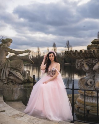 fairytale blushing pink tulle bridal dress