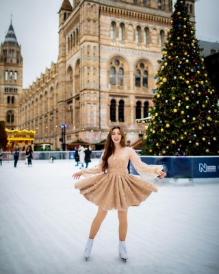 stars glitter peanut tulle magical short cocktail dress