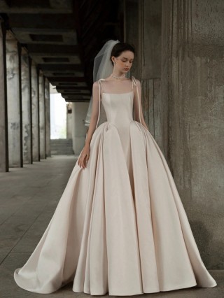 vinatge inspired hades satin princess wedding dress