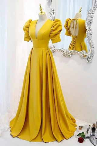 vintage short balloon sleeve mango satin birthday dress