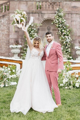 ivory illusion lace and tulle long wedding dress