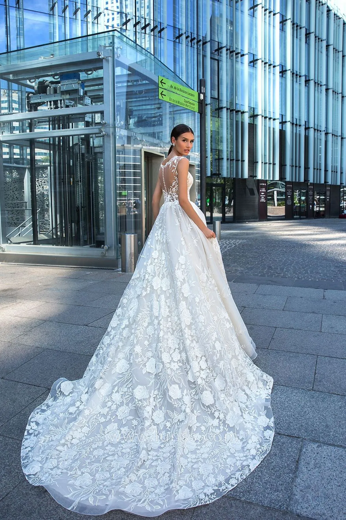 floral lace modern city wedding gown floral lace modern city wedding gown