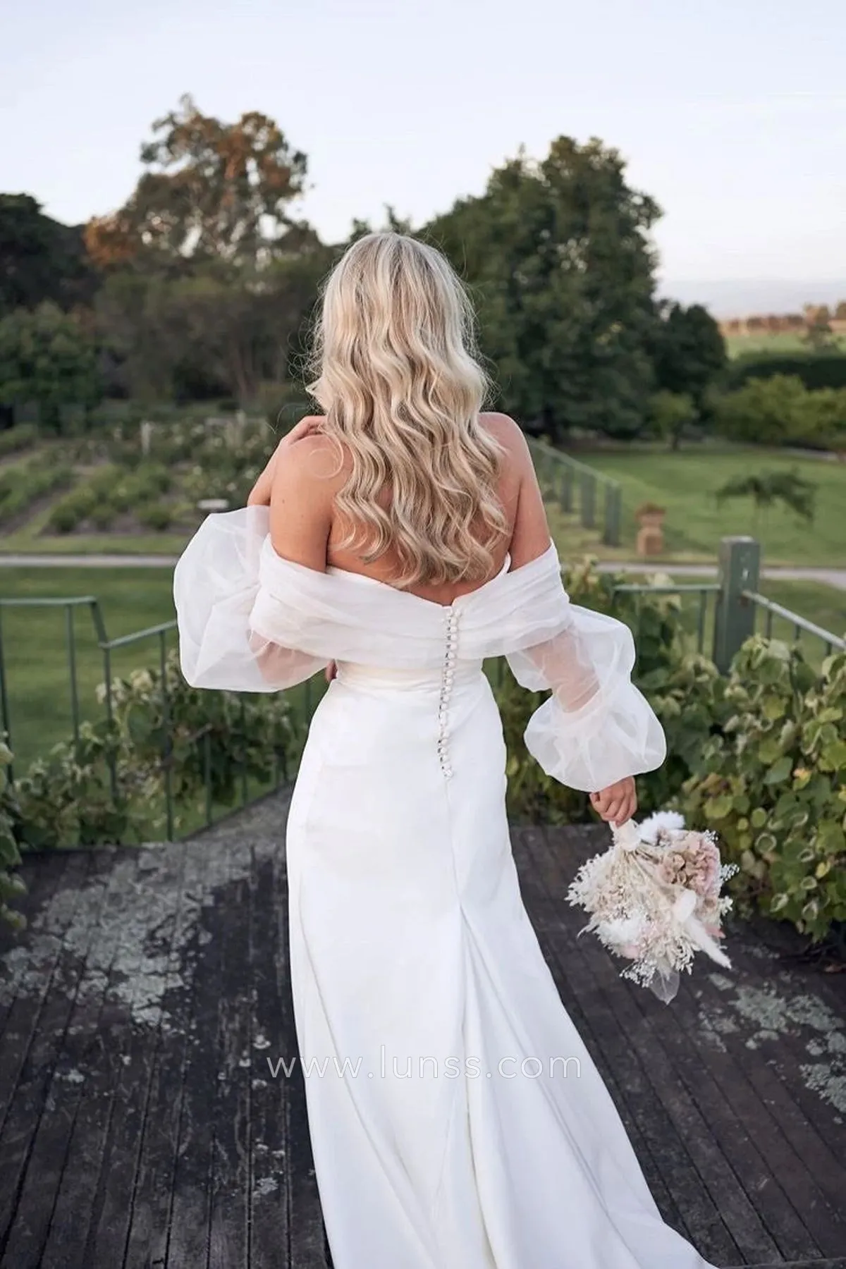off the shoulder puff sleeve outdoor wedding dress off the shoulder puff sleeve outdoor wedding dress