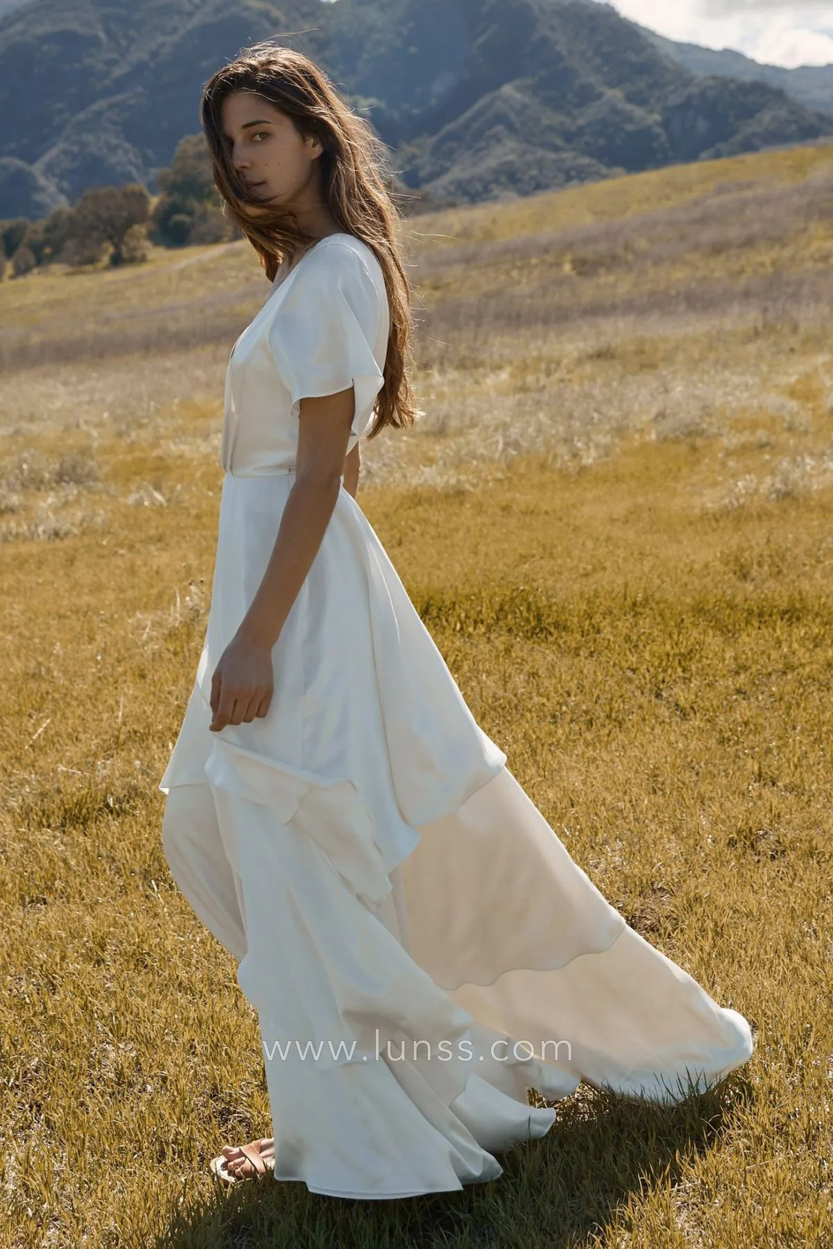 short flutter sleeve a line floor length boho wedding dress short flutter sleeve a line floor length boho wedding dress
