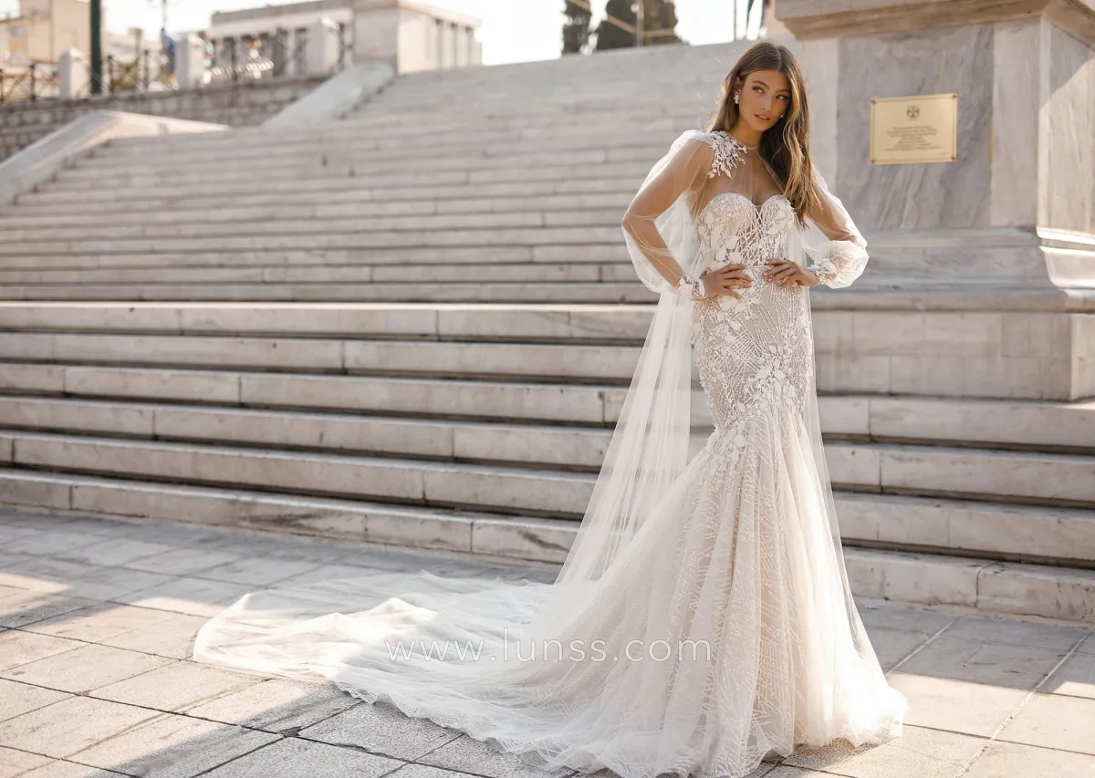 glitter tulle with intricate 3D flower lace designer wedding dress glitter tulle with intricate 3D flower lace designer wedding dress