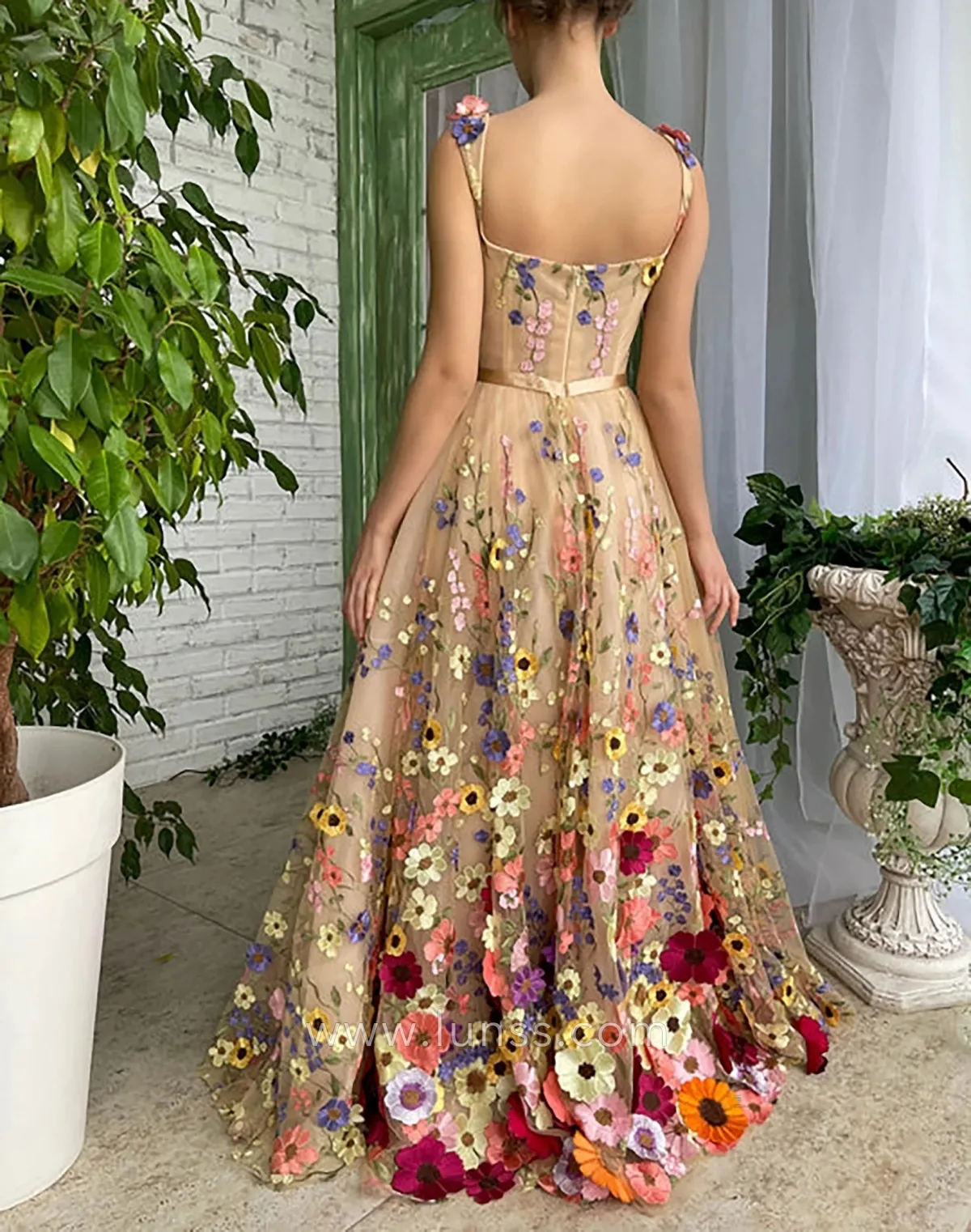 3d floral floor length party dress 3d floral floor length party dress