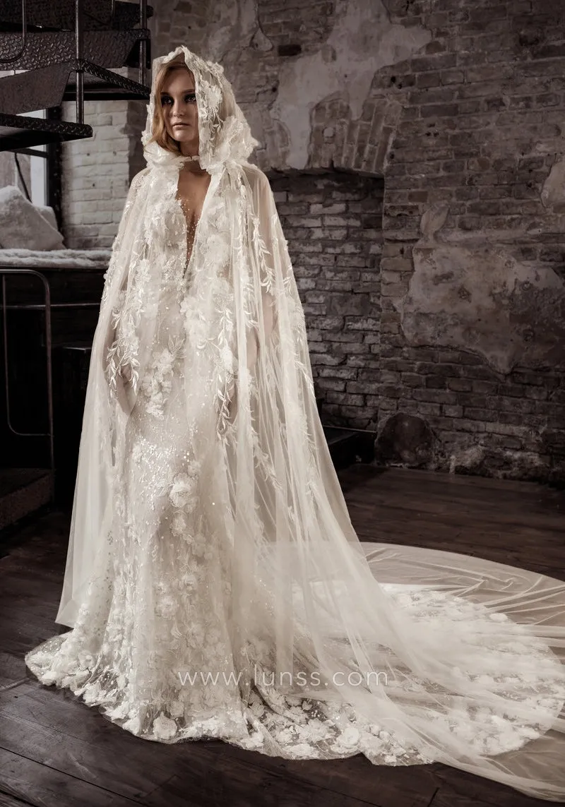 glitter sequined lace and beaded designer wedding dress