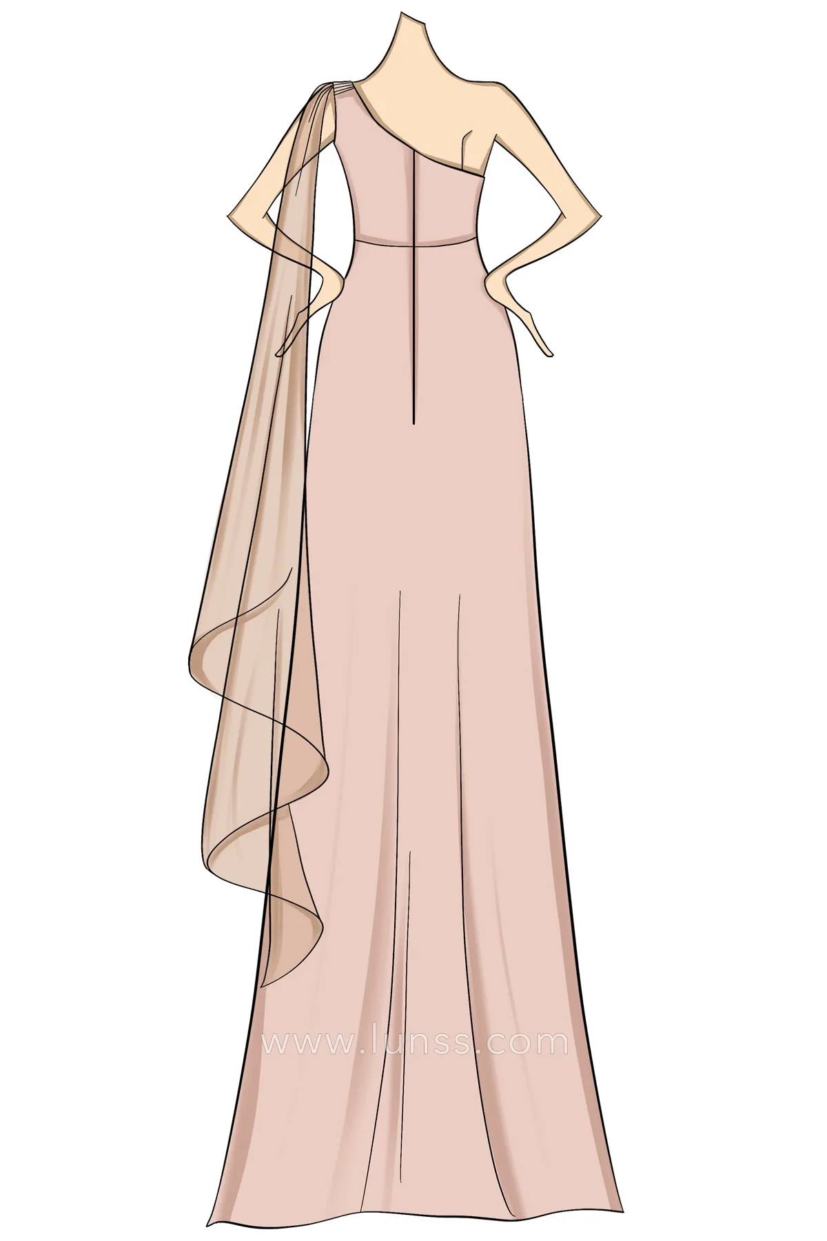 Bridesmaid in Holographic Glitter Dress Character Sketch