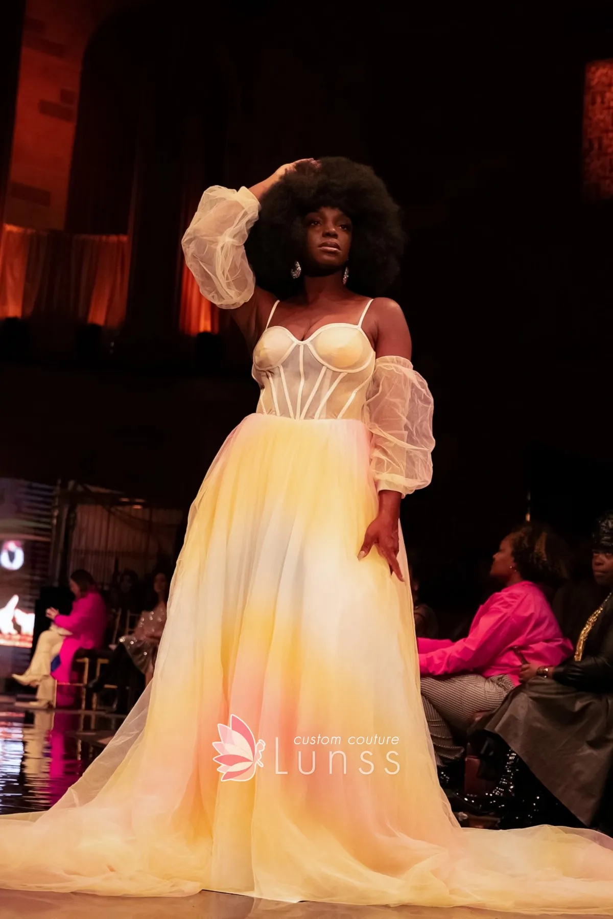 ombre tulle rainbow pageant gown
