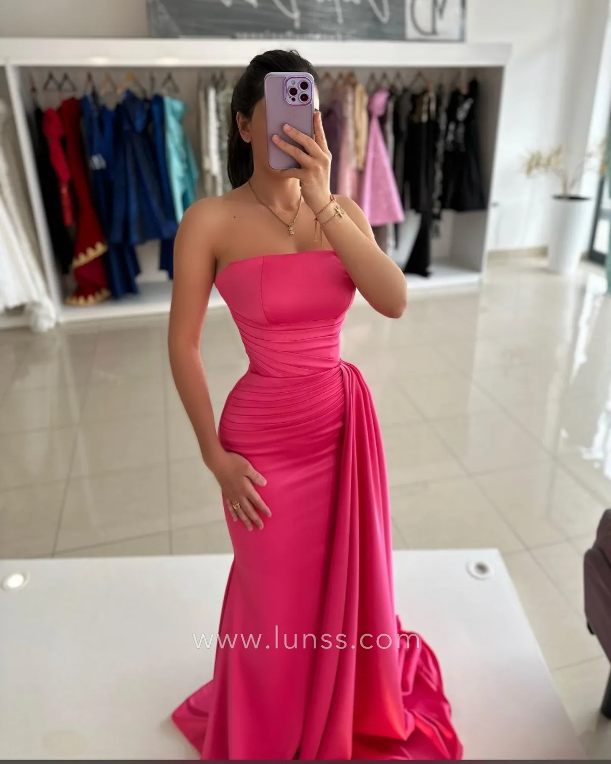 hot pink overskirt train prom dress hot pink overskirt train prom dress