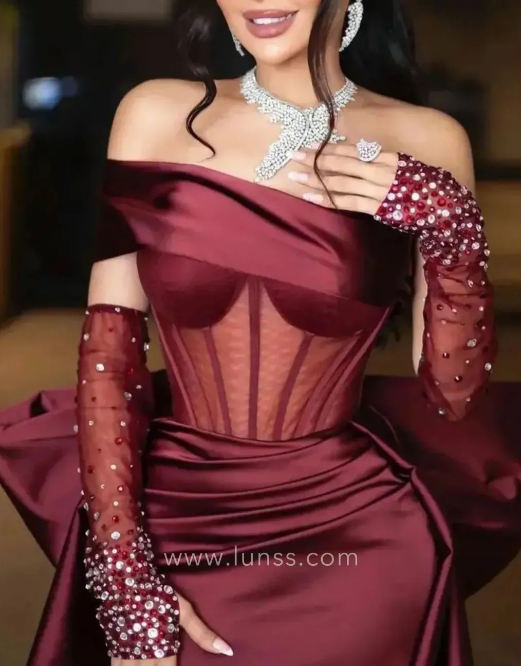 asymmetrical one off shoulder corset prom gown