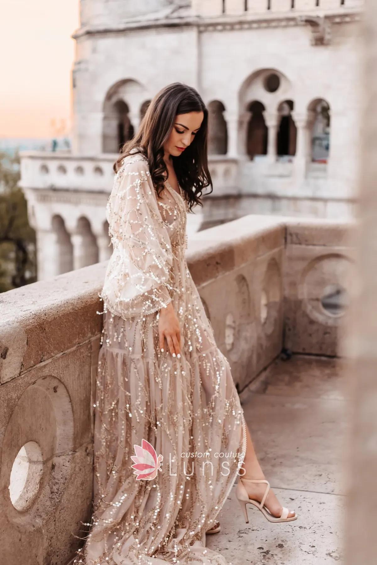champagne tassel sequin boho dress