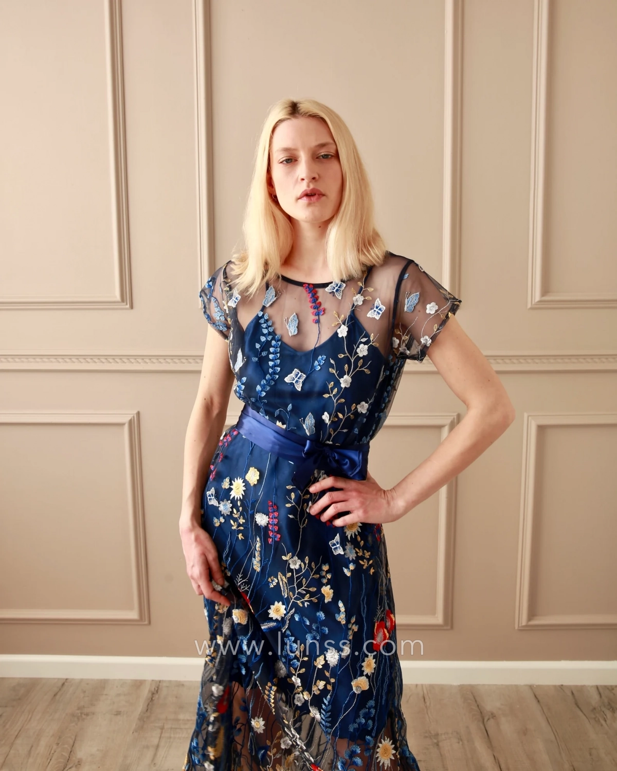 navy blue floral illusion cap sleeve dress navy blue floral illusion cap sleeve dress