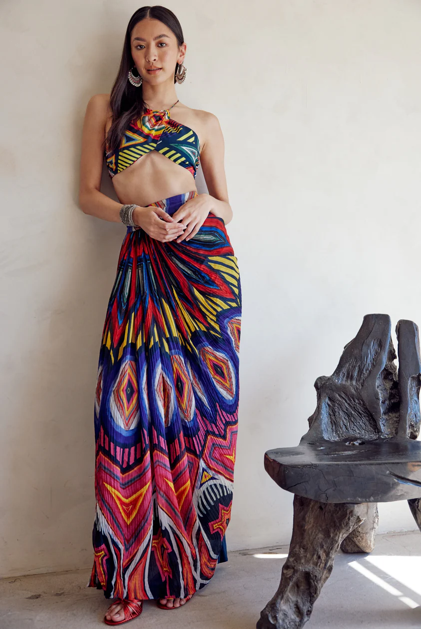 bold printed two piece dress