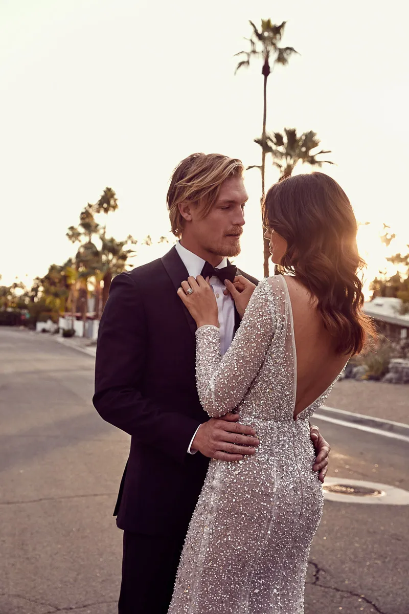 dazzling sequinned beaded low V back wedding dress dazzling sequinned beaded low V back wedding dress