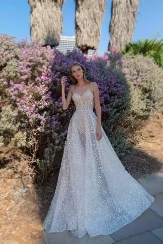 romantic 3d leaves sequinned lace a line wedding dress